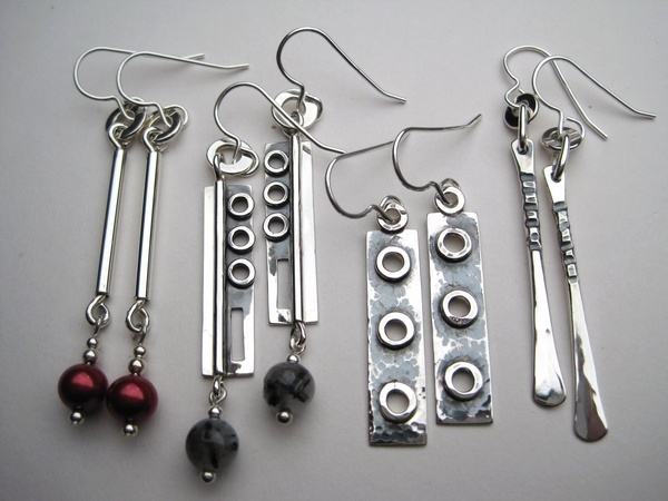 Silver Earrings with Rutilated Quartz and Freshwater Pearls