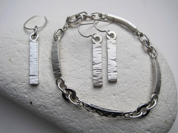 Distressed Finish Pendant, Earrings and Bracelet